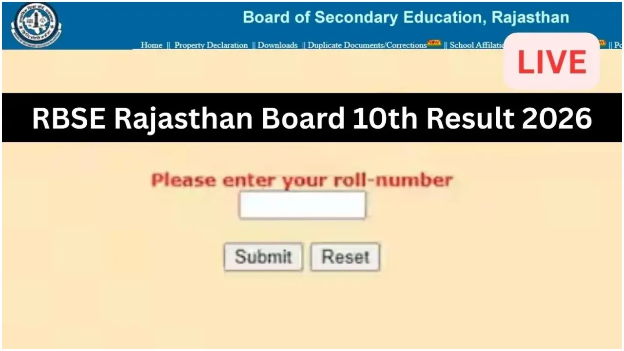 RBSE 10th Result 2026 Date Near: Rajasthan Board Class 10 Result Expected Around March 20